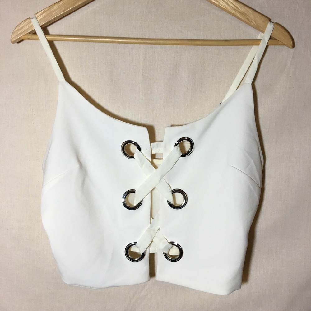 Silence + Noise Lace Up Crop Top